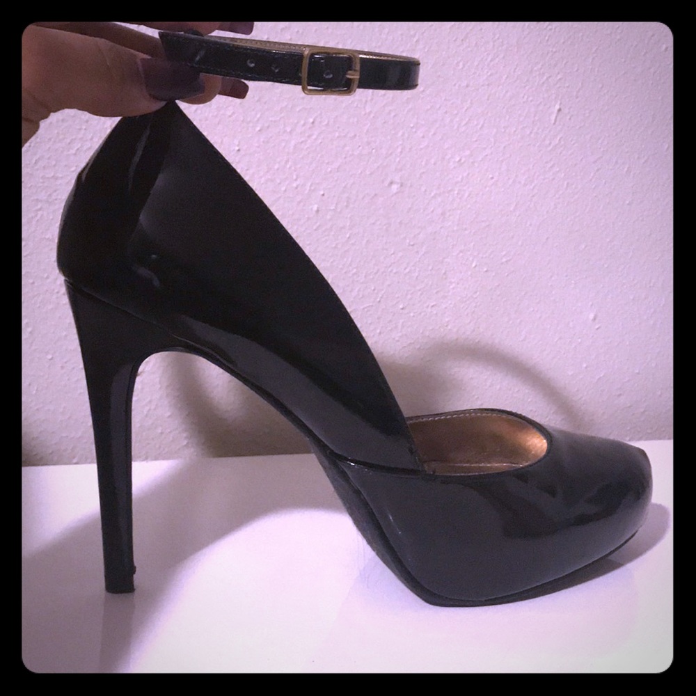 Black patent leather heels